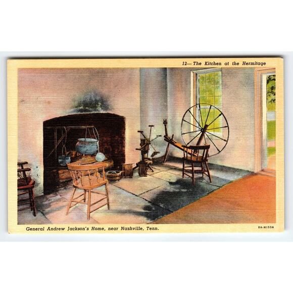 Vintage Kitchen at The Hermitage Postcard Andrew Jackson's Home Tenn - Picture 1 of 2